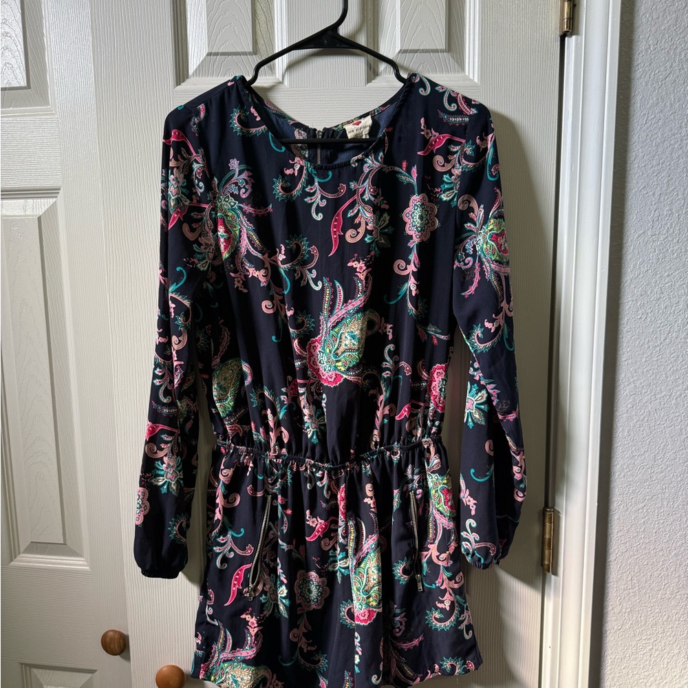 One Clothing Long Sleeve Paisley Print Romper